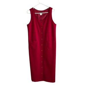 Vintage Harve Benard Red Wool Jumper Dress Size 12 Sleeveless Christmas